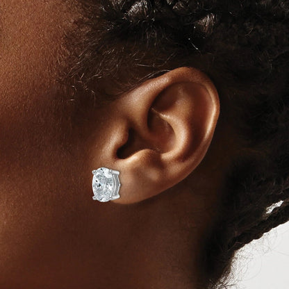 14K Gold Lab Grown Oval Diamond Stud Earrings