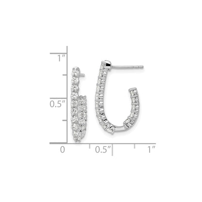 14k White Gold Lab Grown Diamond J-Hoop Earrings 1 Ct