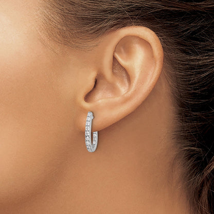 14K White Gold Lab Grown Diamond In and Out J-Hoop Earrings
