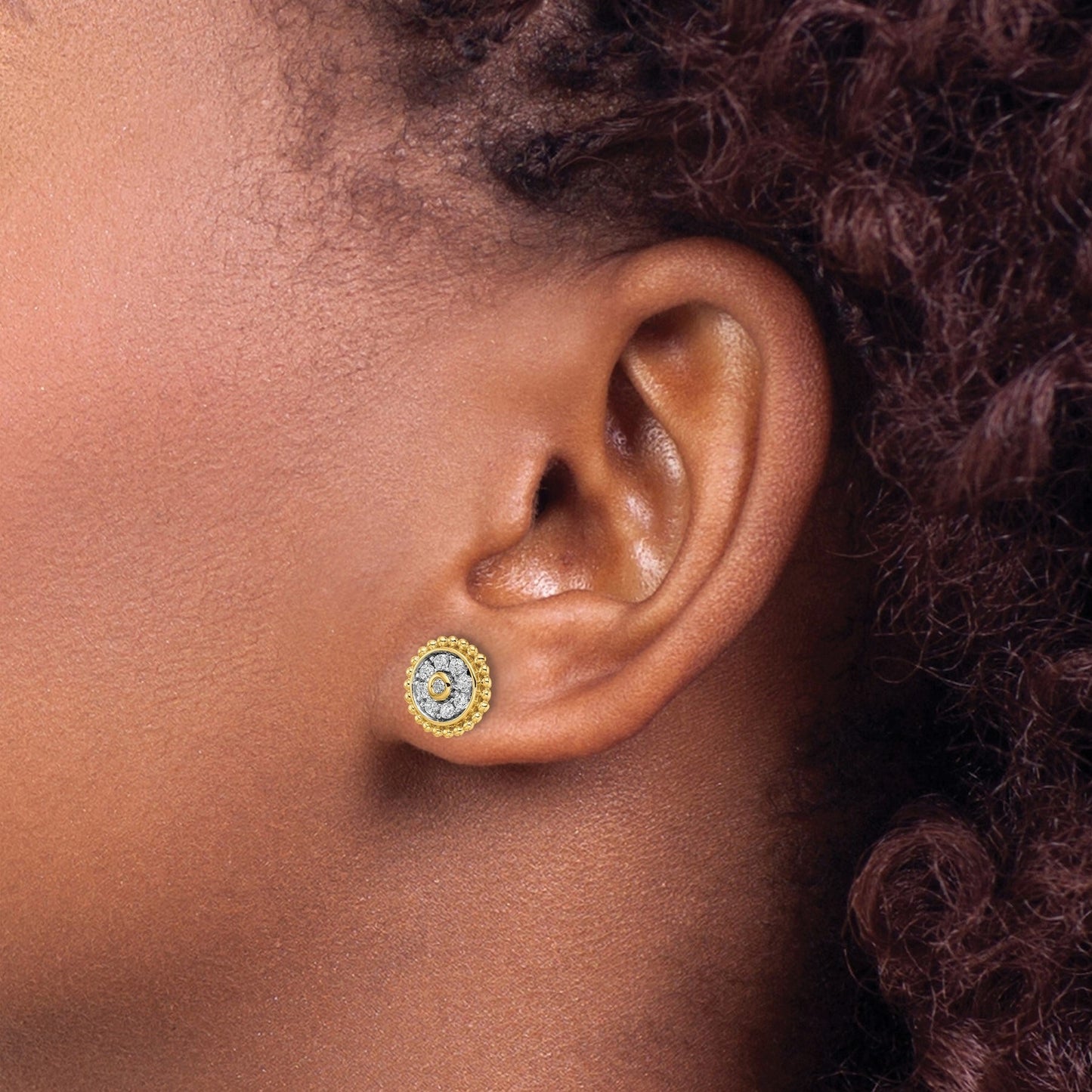 14K Yellow Gold Lab Grown Diamond Circle Post Stud Earrings 0.33 Ct