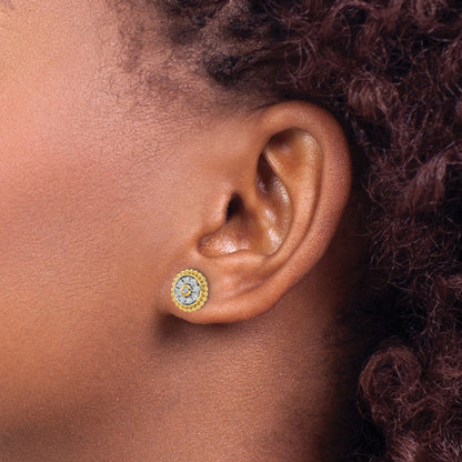 14K Yellow Gold Lab Grown Diamond Circle Post Stud Earrings 0.33 Ct