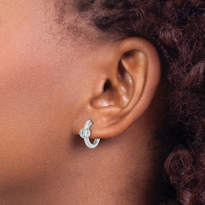 14K Gold Lab Grown Diamond Hinged Hoop Earrings