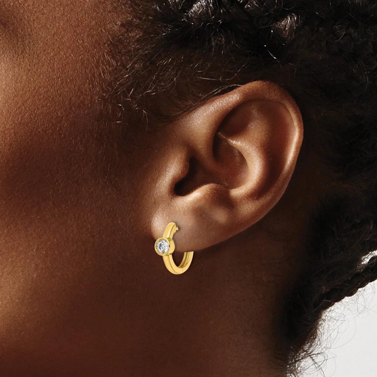 14K Gold Lab Grown Diamond Hinged Hoop Earrings