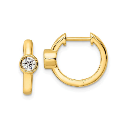 14K Gold Lab Grown Diamond Hinged Hoop Earrings