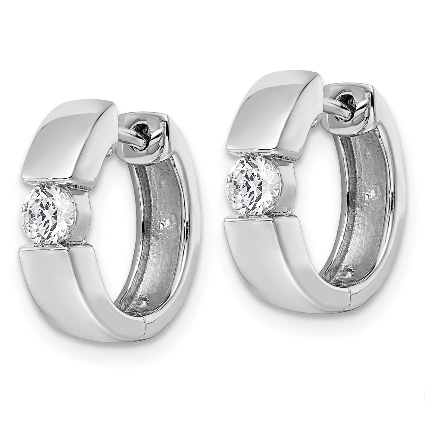 14K Gold Lab Grown Diamond Hinged Hoop Complete Earrings