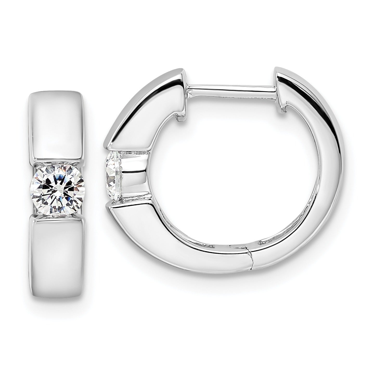 14K Gold Lab Grown Diamond Hinged Hoop Complete Earrings