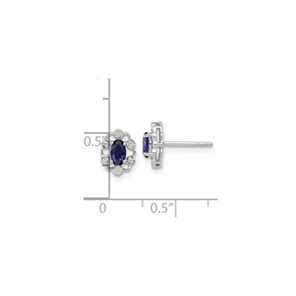 14k White Gold Lab Grown Diamond and Oval Halo Post Earrings