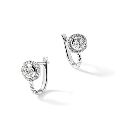 14k White Gold Lab Grown Diamond Circle Hinged Hoop Earrings