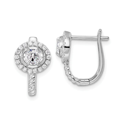 14k White Gold Lab Grown Diamond Circle Hinged Hoop Earrings