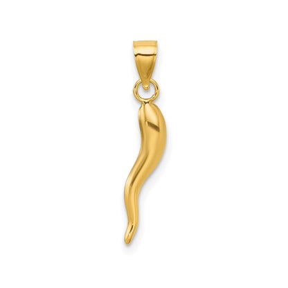 14k Hollow 3-D Italian Horn Pendant