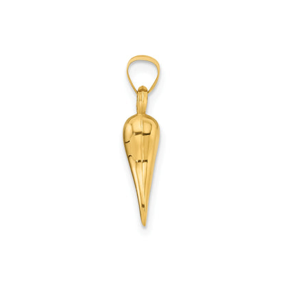 14k Gold Hollow 3-D Italian Horn Pendant
