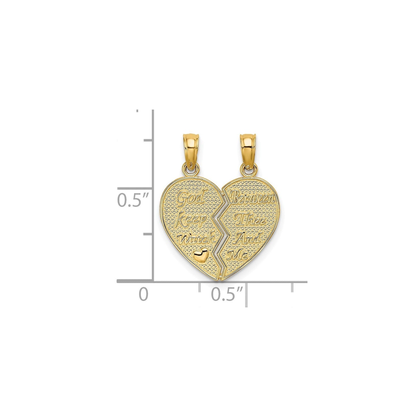 14k Gold 2-Piece Break-Apart Heart Charm Pendant