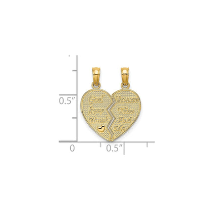 14k Gold 2-Piece Break-Apart Heart Charm Pendant