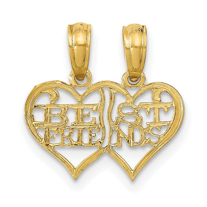 14K Real Gold Break-Apart Best Friends Heart Pendant
