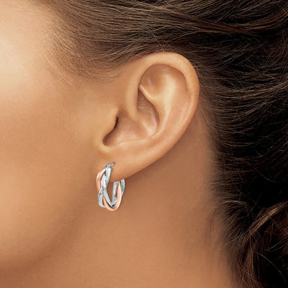 Braided 14K Gold Hinged Hoop Earrings