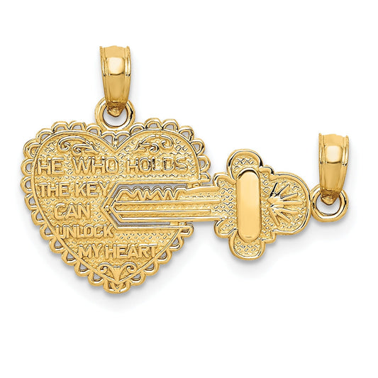 14K Solid Gold Break-Apart Charm Pendant for Couple
