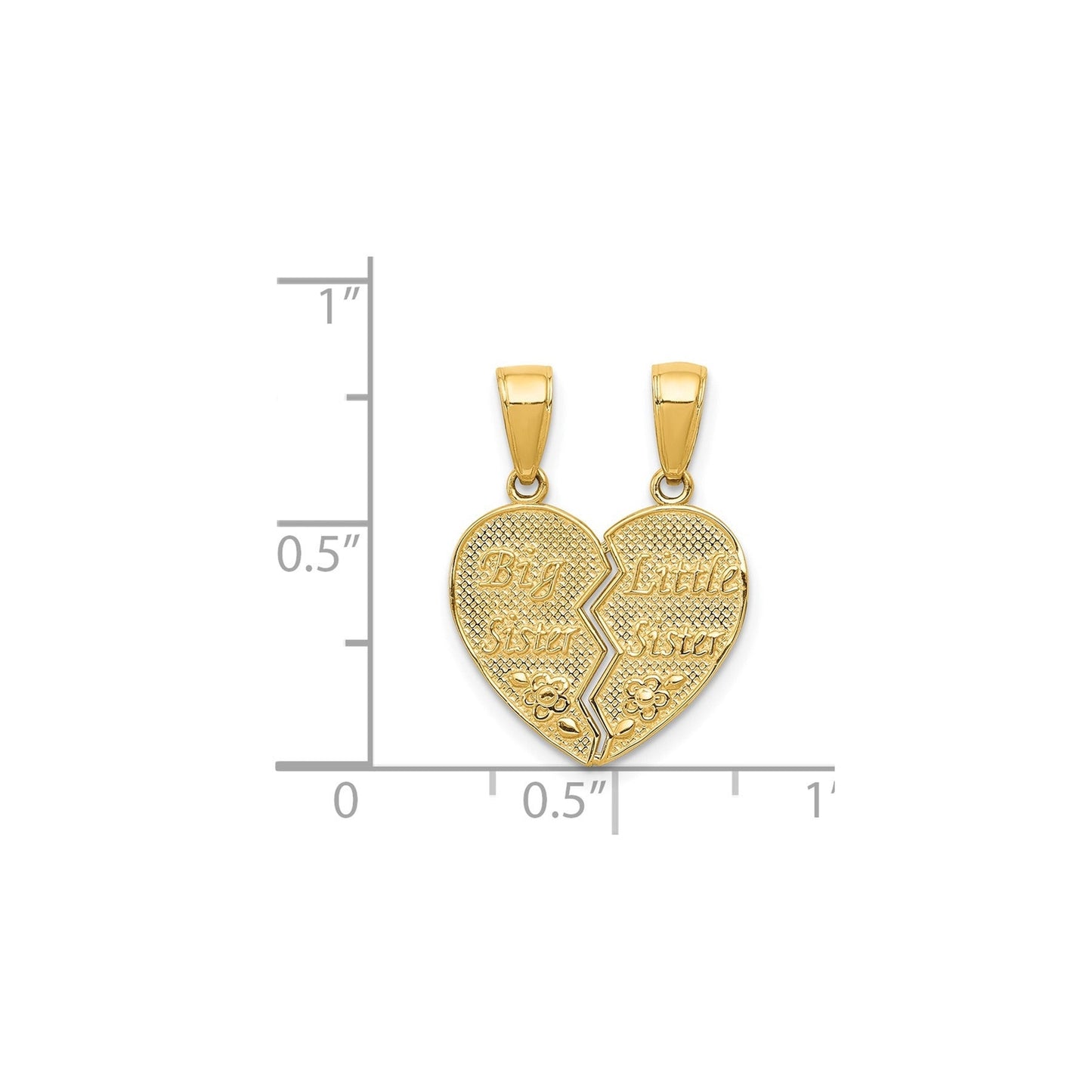 14k Gold BIG SISTER-LITTLE SISTER Breakable Heart Pendant