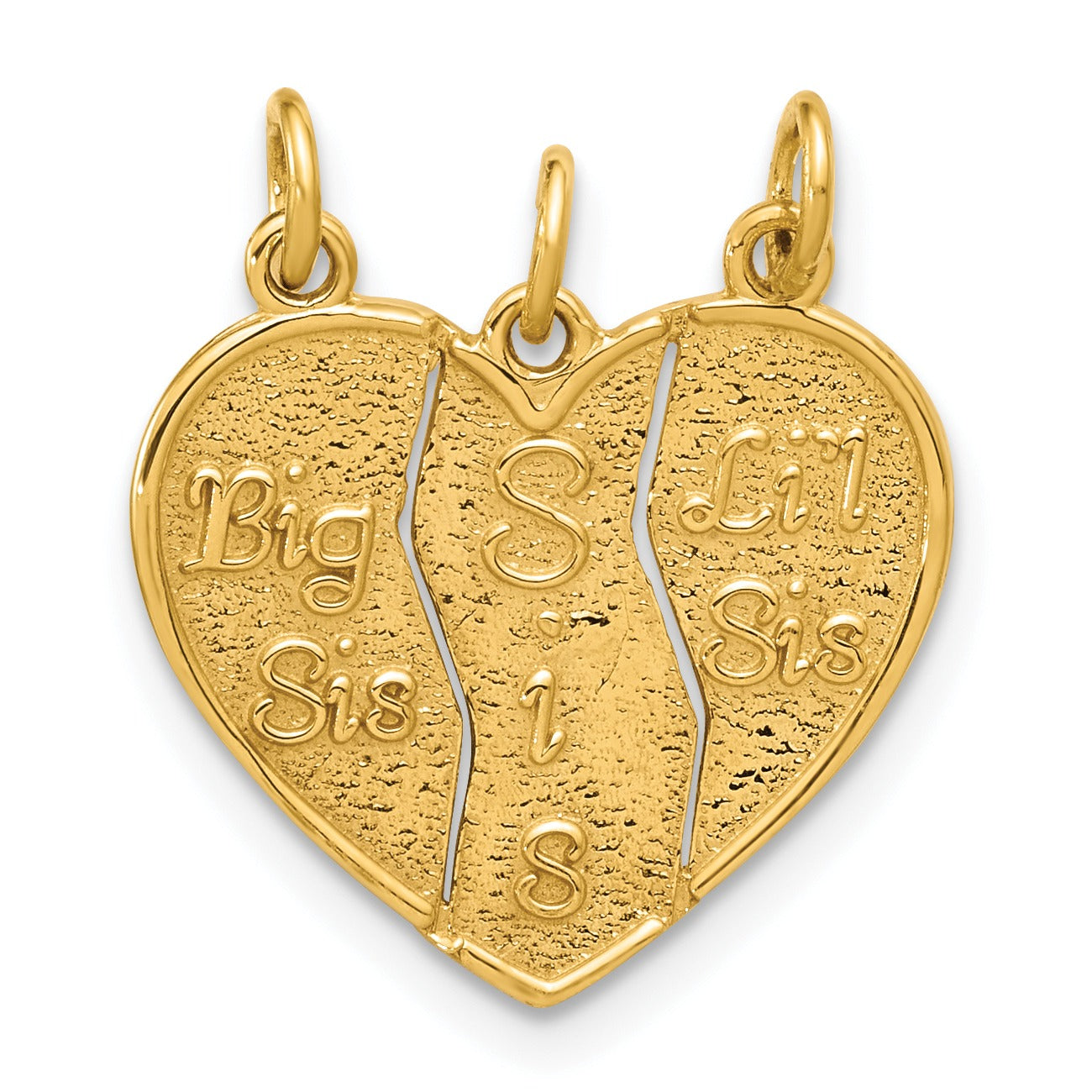14k 3-piece Break-apart BIG SIS-SIS-LIL SIS Charm Pendant