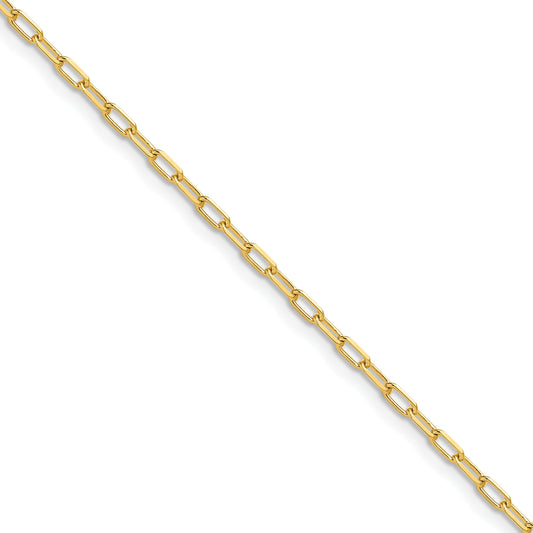 2.2 mm 14k Yellow Gold Solid Beveled Diamond Cut Paperclip Chain