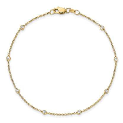 14K Yellow Gold Lab Grown Diamond Station Bracelet