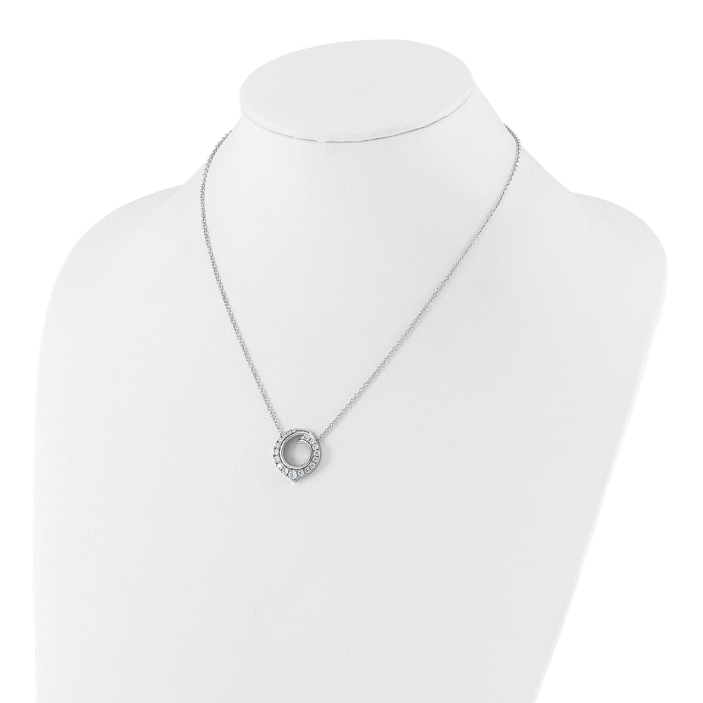14k White Gold Lab Grown Diamond Round Necklace 1 ctw