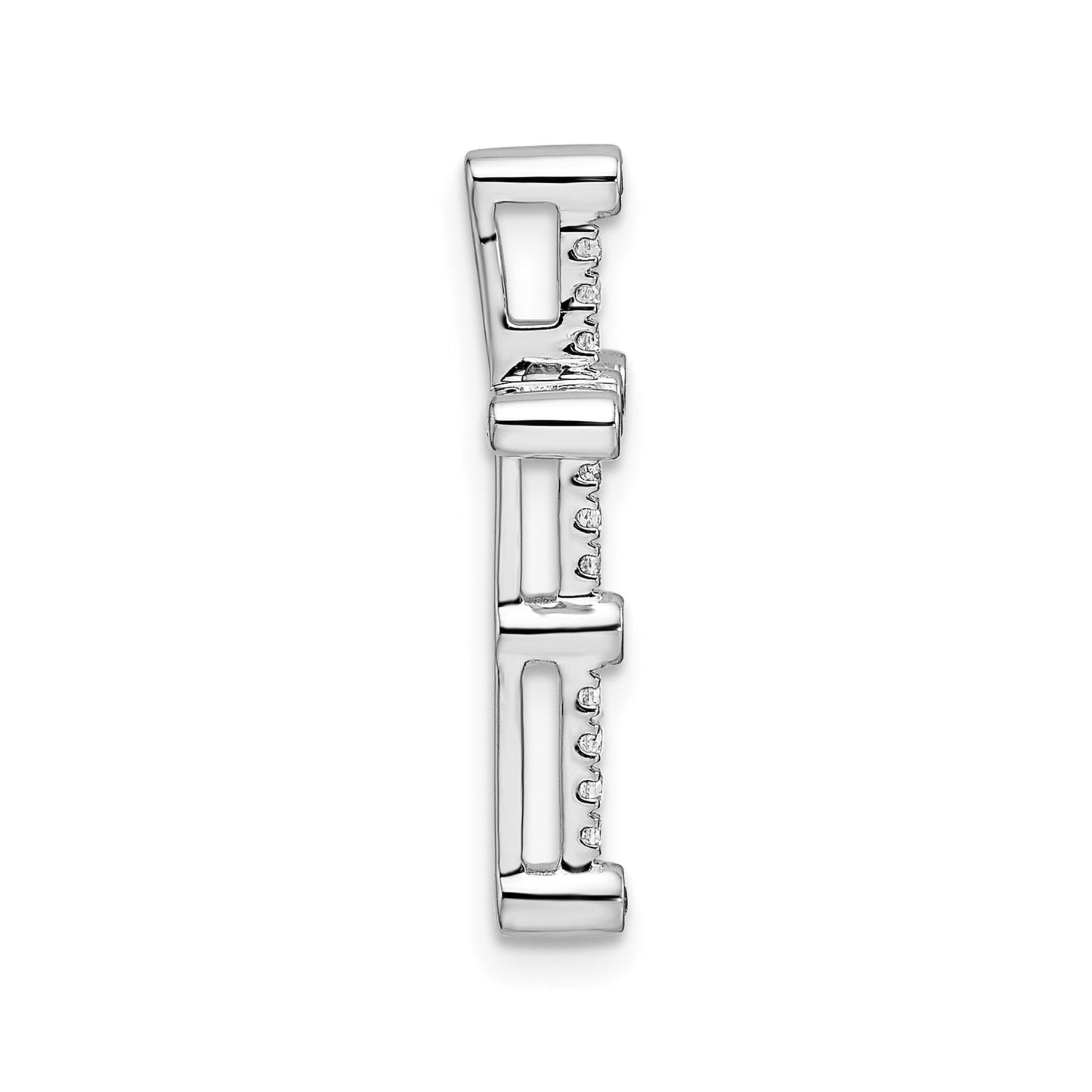 14k White Gold 1/5 carat Lab Grown Diamond Cross Chain Slide Pendant
