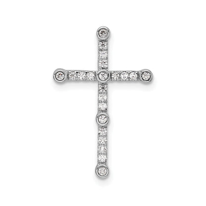 14k White Gold 1/5 carat Lab Grown Diamond Cross Chain Slide Pendant