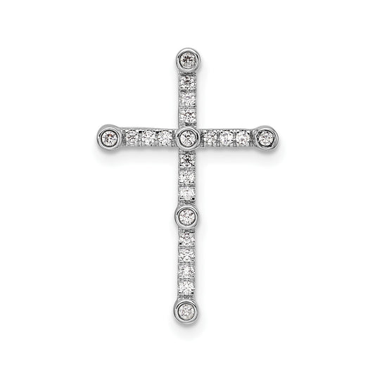 14k White Gold 1/5 carat Lab Grown Diamond Cross Chain Slide Pendant