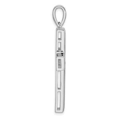 14k White Gold 1 carat Lab Grown Diamond Double Cross Pendant