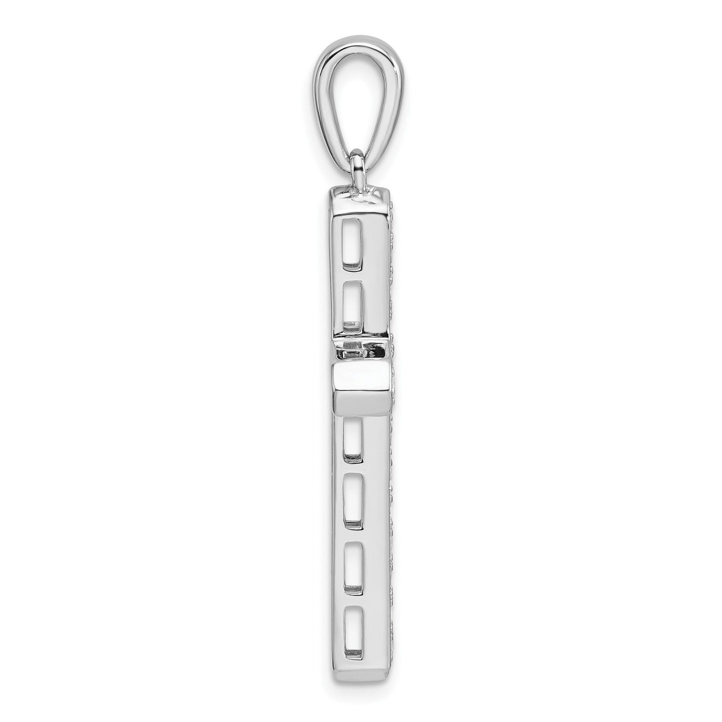 14k White Gold 3/4 carat Lab Grown Diamond Cross Pendant