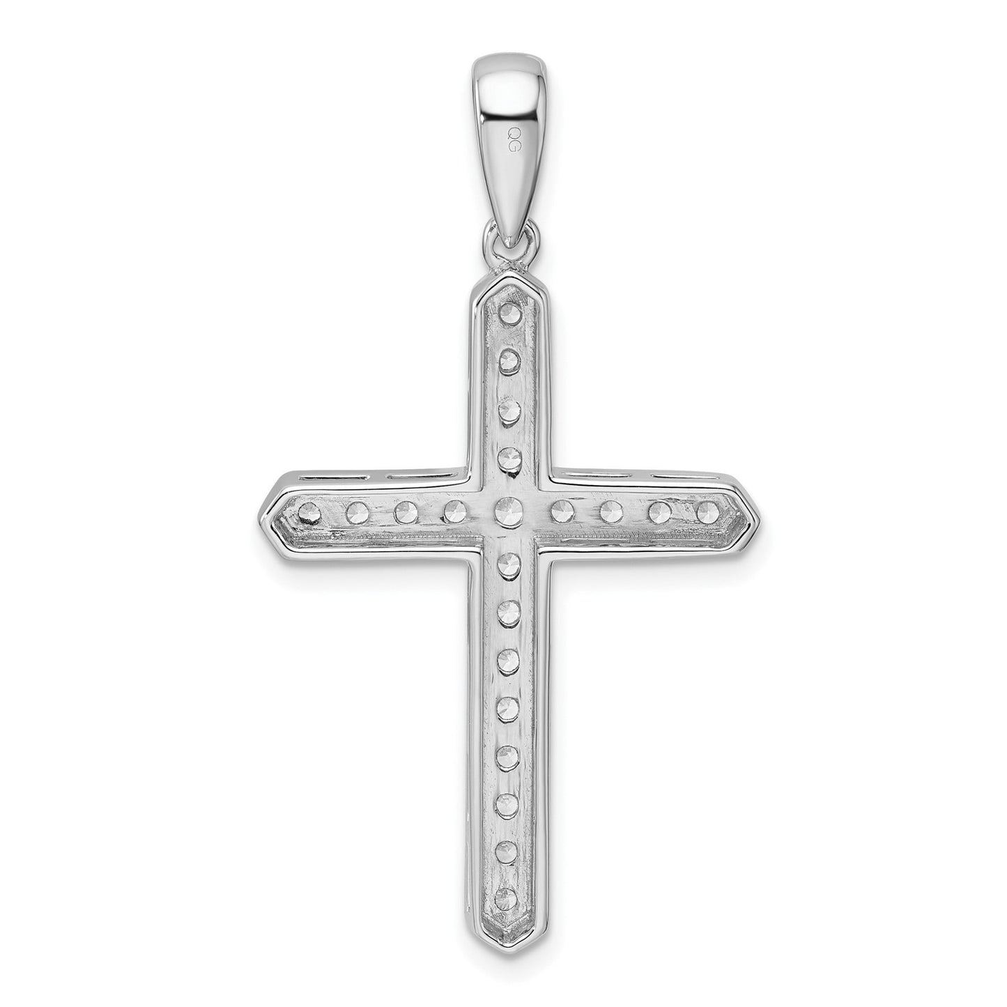 14k White Gold 3/4 carat Lab Grown Diamond Cross Pendant