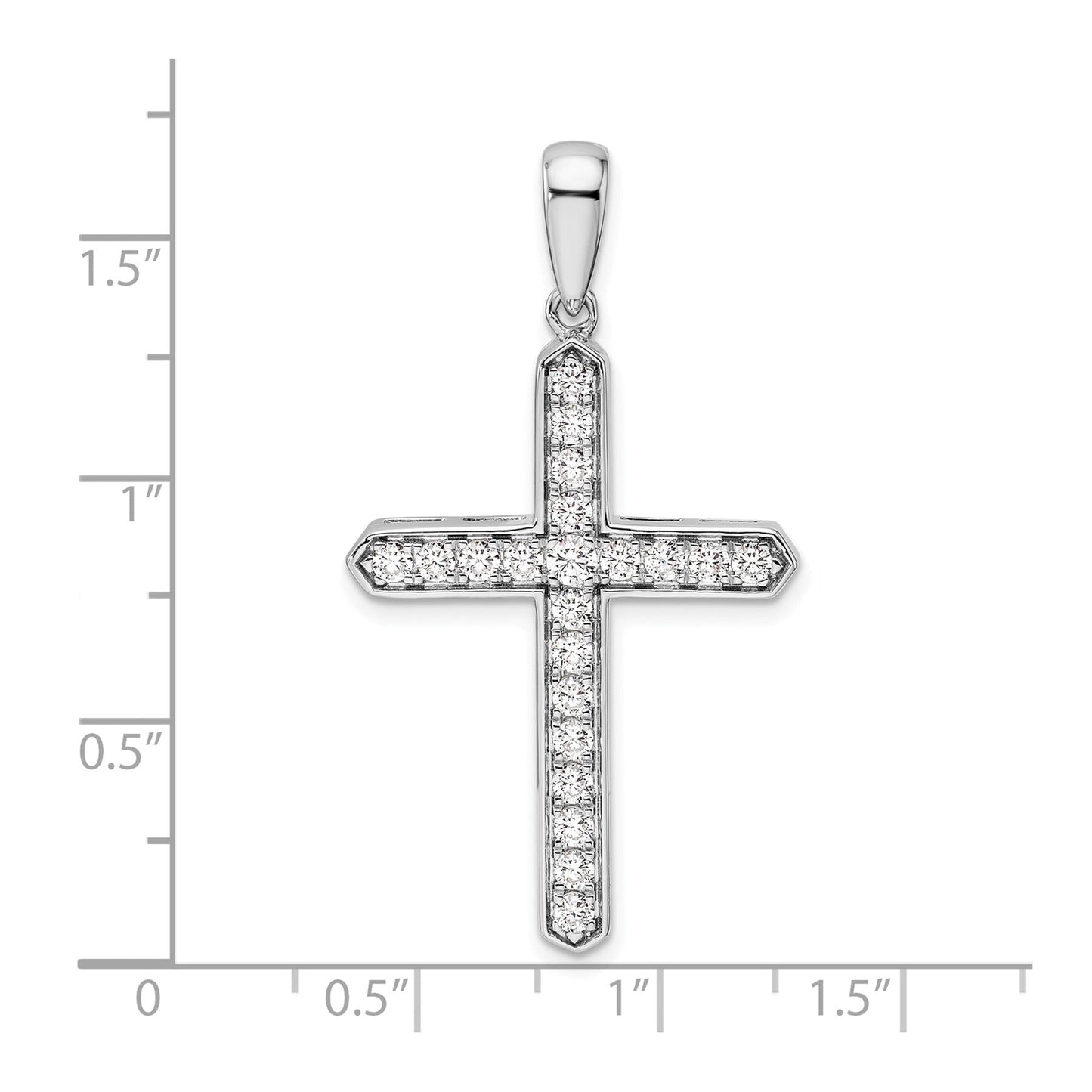 14k White Gold 3/4 carat Lab Grown Diamond Cross Pendant