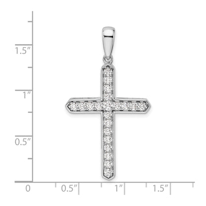 14k White Gold 3/4 carat Lab Grown Diamond Cross Pendant