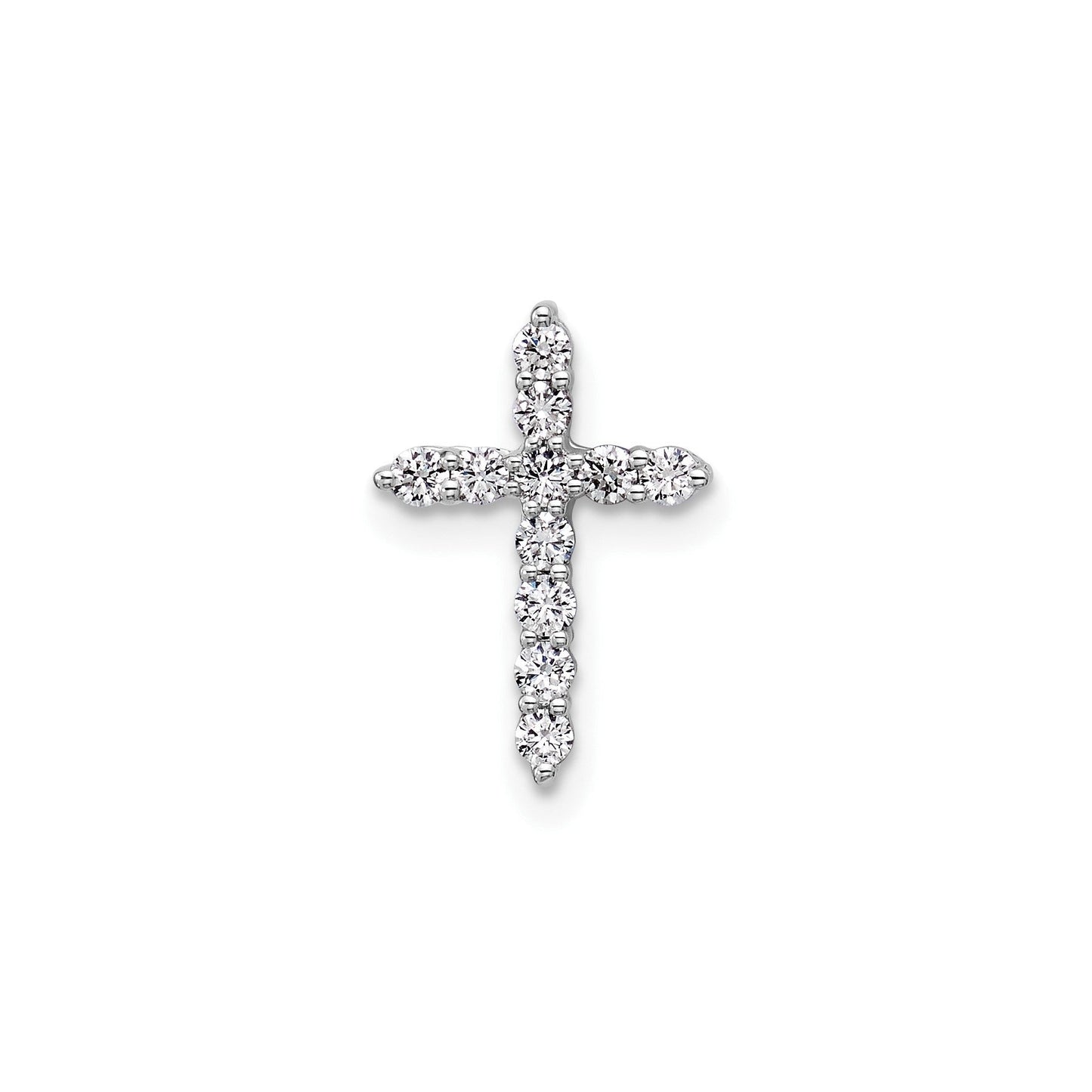 14k Gold Lab Grown Diamond Cross Chain Slide Pendant
