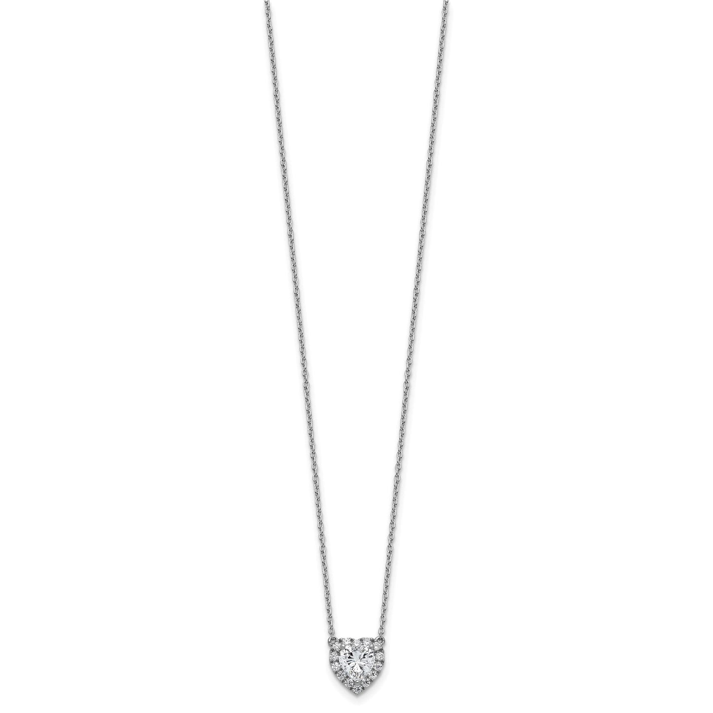 Lab Grown Diamond 14K Halo Heart Gold Necklace 1 1/5 ctw
