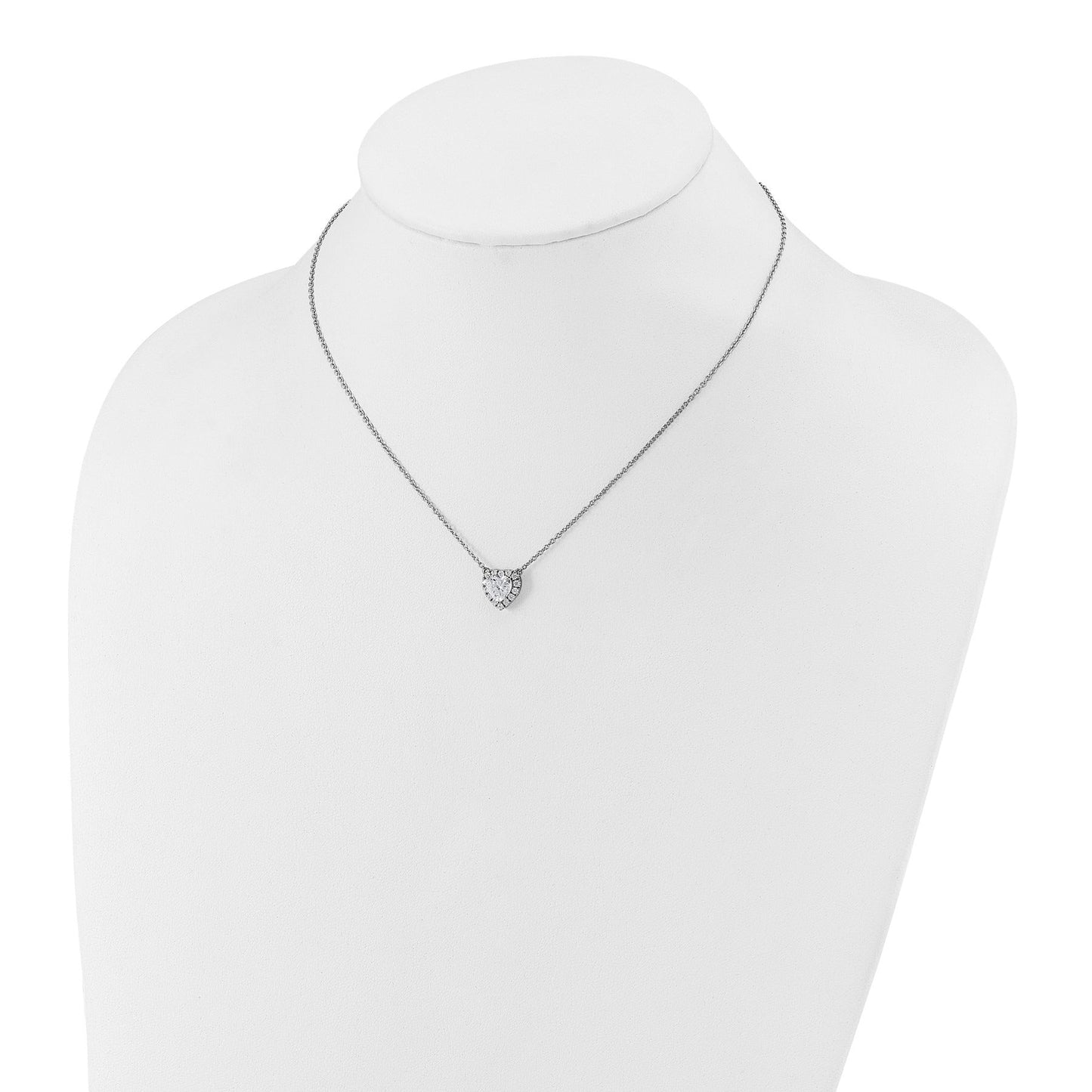 Lab Grown Diamond 14K Halo Heart Gold Necklace 1 1/5 ctw
