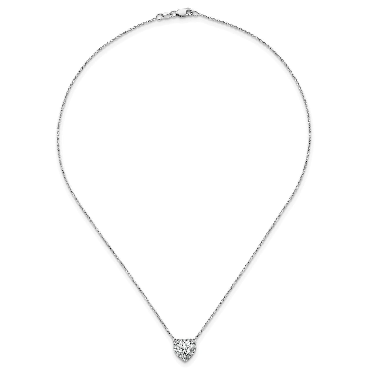 Lab Grown Diamond 14K Halo Heart Gold Necklace 1 1/5 ctw