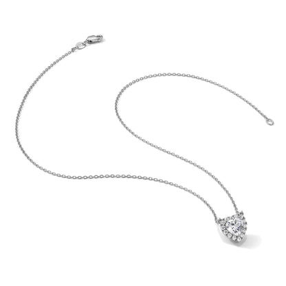Lab Grown Diamond 14K Halo Heart Gold Necklace 1 1/5 ctw
