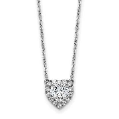 Lab Grown Diamond 14K Halo Heart Gold Necklace 1 1/5 ctw