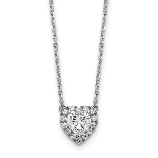 Lab Grown Diamond 14K Halo Heart Gold Necklace 1 1/5 ctw