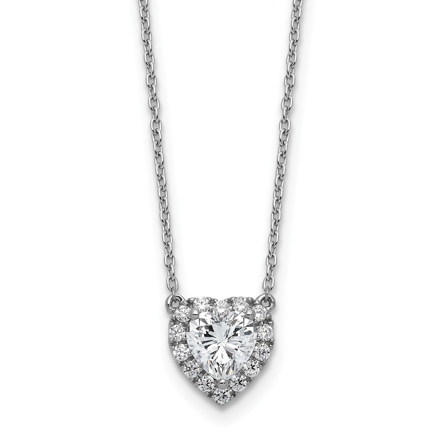 Lab Grown Diamond 14K Halo Heart Gold Necklace 1 1/5 ctw