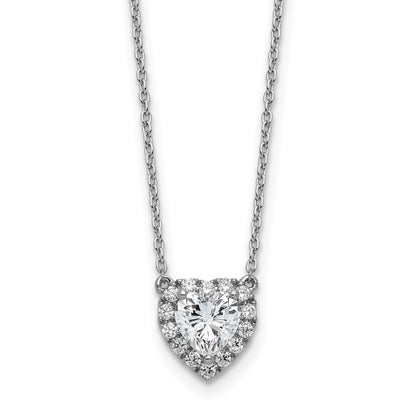 Lab Grown Diamond 14K Halo Heart Gold Necklace 1 1/5 ctw