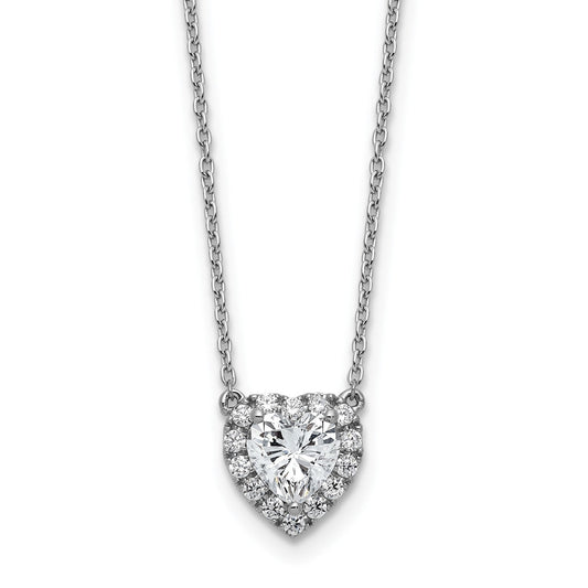 Lab Grown Diamond 14K Halo Heart Gold Necklace 1 1/5 ctw