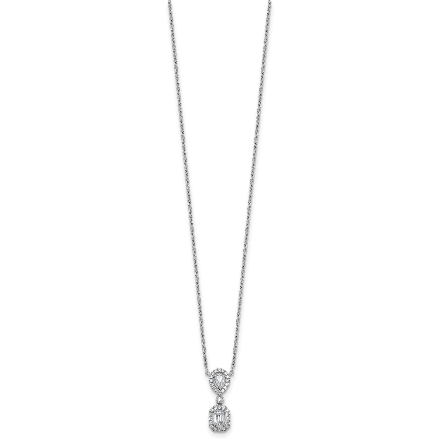 14k White Gold Lab Grown Diamond Halo Dangle Necklace 1/2 ctw