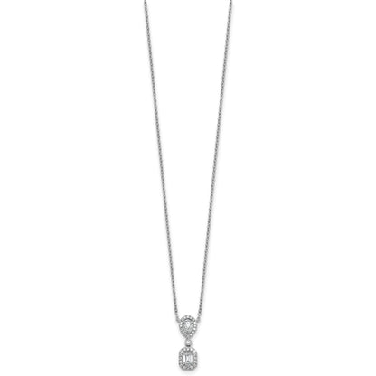 14k White Gold Lab Grown Diamond Halo Dangle Necklace 1/2 ctw