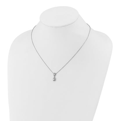 14k White Gold Lab Grown Diamond Halo Dangle Necklace 1/2 ctw