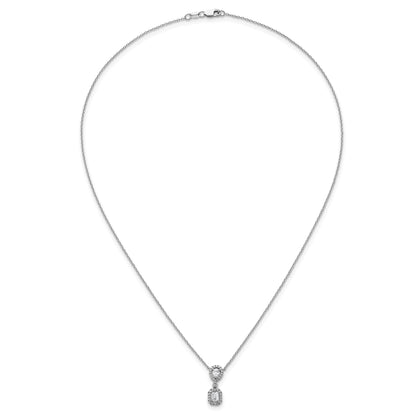 14k White Gold Lab Grown Diamond Halo Dangle Necklace 1/2 ctw