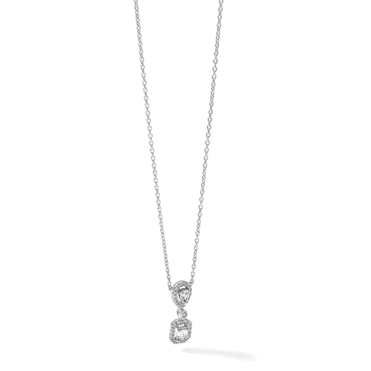 14k White Gold Lab Grown Diamond Halo Dangle Necklace 1/2 ctw