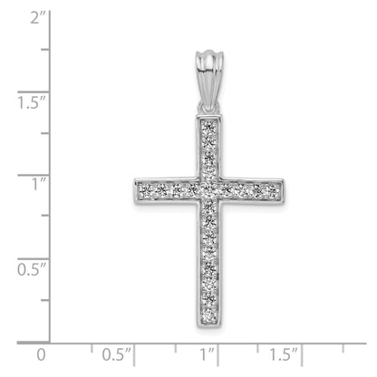 14K White Gold Lab Grown Diamond Cross Pendant 3/4 carat