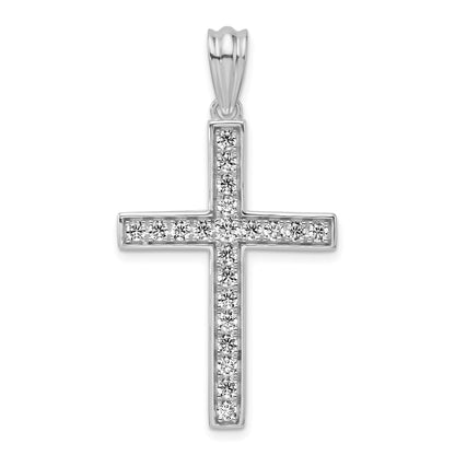 14K White Gold Lab Grown Diamond Cross Pendant 3/4 carat